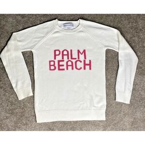Ellsworth & Ivey Palm Beach Crewneck Sweater Pullover Sz Small White & Pink